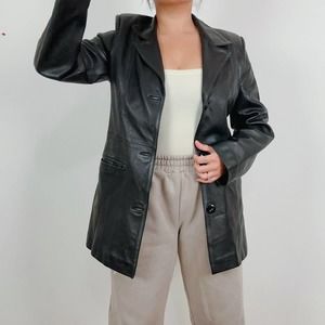 Vintage 90s NIL Black Soft Leather Jacket Women’s Size‎ Medium